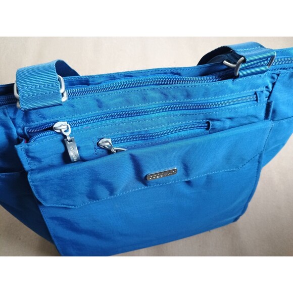 Baggallini Blue Tote Bag With Lots Of Pockets Pink Interior Travel Bag Carry On - Picture 6 of 11